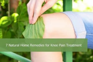 someone putting a leaf on their kneecap for knee pain relief