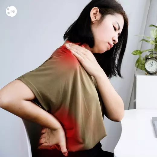 A woman with neck and low back pain